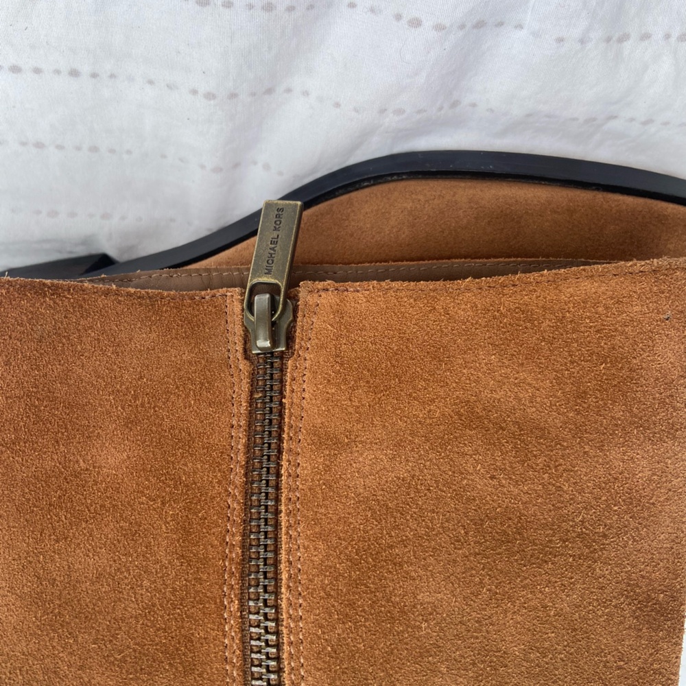 Michael Kors Malin Grommet Suede Leather Over The Knee Boots in Caramel - Picture 11 of 11